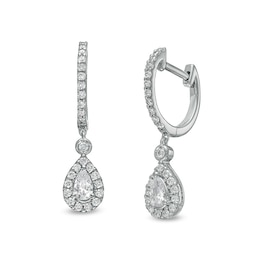 Previously Owned - 1 CT. T.W. Pear-Shaped Diamond Frame Drop Earrings in 10K White Gold