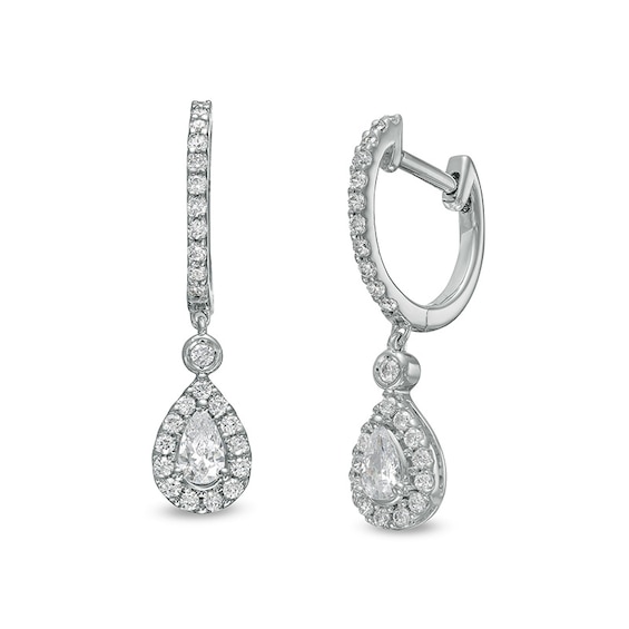 Previously Owned - 1 CT. T.w. Pear-Shaped Diamond Frame Drop Earrings in 10K White Gold