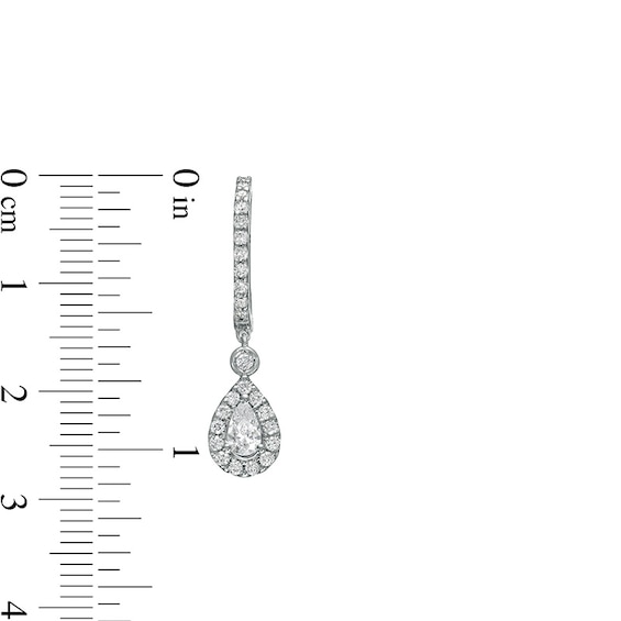 Previously Owned - 1 CT. T.w. Pear-Shaped Diamond Frame Drop Earrings in 10K White Gold