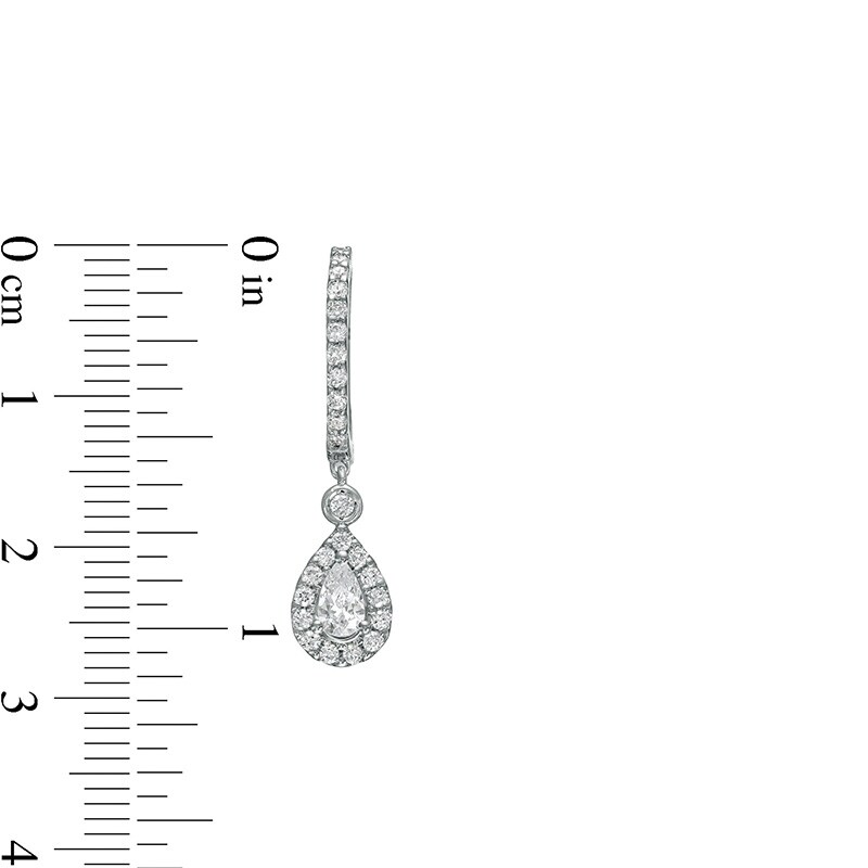 Main Image 3 of Previously Owned - 1 CT. T.W. Pear-Shaped Diamond Frame Drop Earrings in 10K White Gold