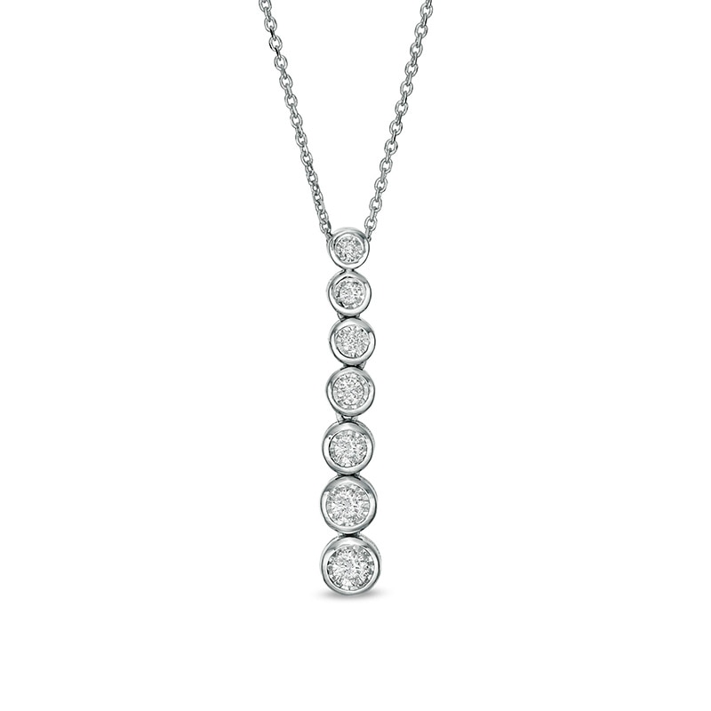 Main Image 1 of Previously Owned - Marilyn Monroe™ Collection 1/3 CT. T.W. Diamond Graduated Drop Pendant in 10K White Gold
