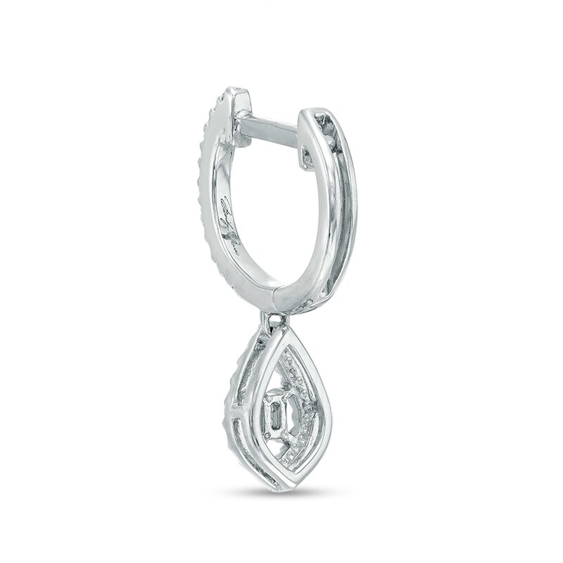 Main Image 2 of Previously Owned - Marilyn Monroe™ Collection 1/4 CT. T.W. Diamond Marquise Frame Huggie Earrings in 10K White Gold