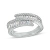 Thumbnail Image 1 of Previously Owned - 1 CT. T.W. Baguette and Round Diamond Triple Row Ribbon Bypass Ring in 10K White Gold