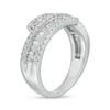 Thumbnail Image 3 of Previously Owned - 1 CT. T.W. Baguette and Round Diamond Triple Row Ribbon Bypass Ring in 10K White Gold