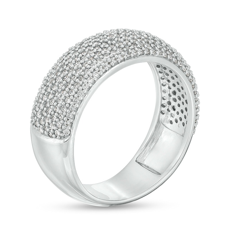 Main Image 3 of Previously Owned - 1 CT. T.W. Diamond Multi-Row Dome Band in Sterling Silver