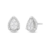 Thumbnail Image 1 of Previously Owned - 1/4 CT. T.W. Pear-Shaped Multi-Diamond Tulip Frame Stud Earrings in 10K White Gold