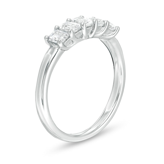 Previously Owned - 1 CT. T.w. Emerald-Cut Lab-Grown Diamond Five Stone Anniversary Band in 14K White Gold (F/Si2)
