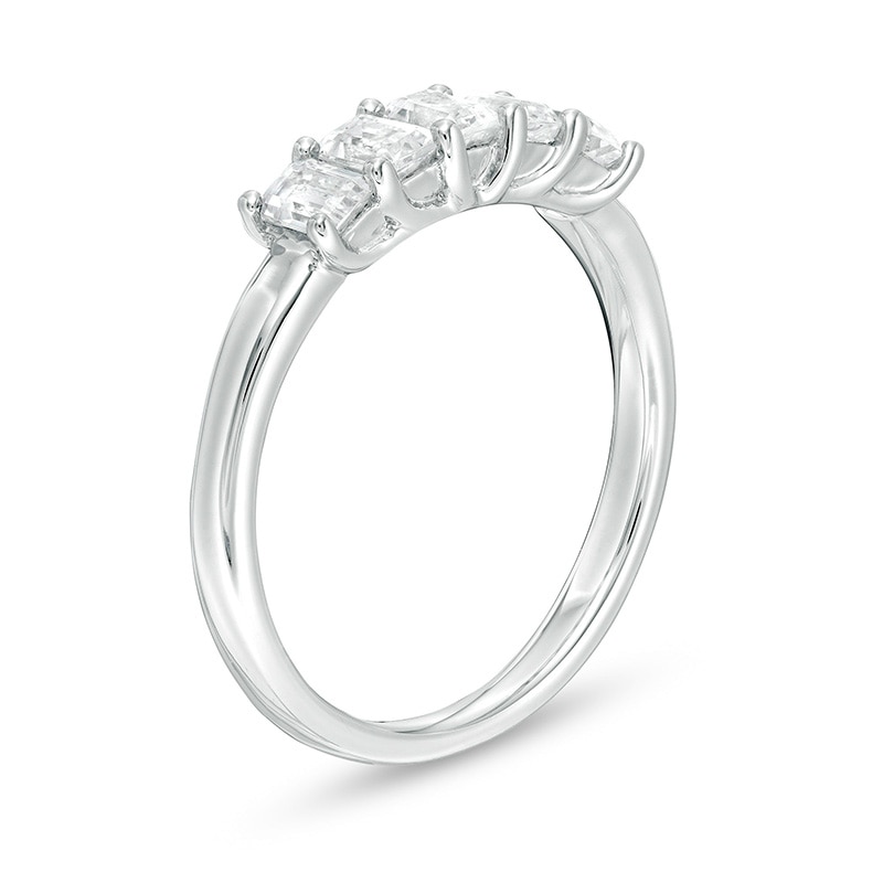 Main Image 3 of Previously Owned - 1 CT. T.W.  Emerald-Cut Lab-Grown Diamond Five Stone Anniversary Band in 14K White Gold (F/SI2)
