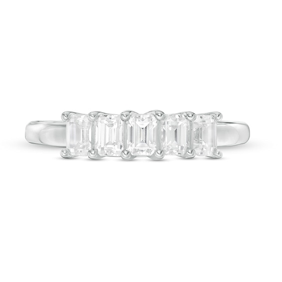 Previously Owned - 1 CT. T.w. Emerald-Cut Lab-Grown Diamond Five Stone Anniversary Band in 14K White Gold (F/Si2)