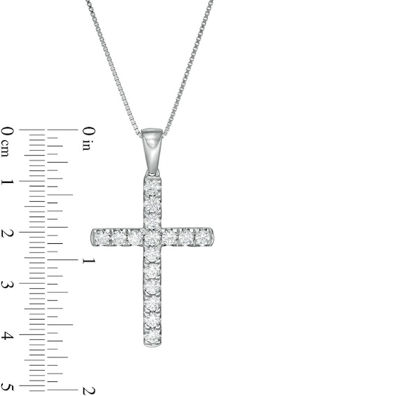 Previously Owned - 1/2 CT. T.w. Lab-Grown Diamond Cross Pendant in 14K White Gold (F/Si2)