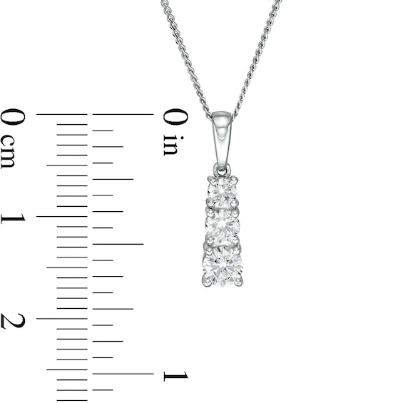 Previously Owned - 1/2 CT. T.w. Lab-Grown Diamond Graduated Three Stone Pendant in 14K White Gold (F/Si2)