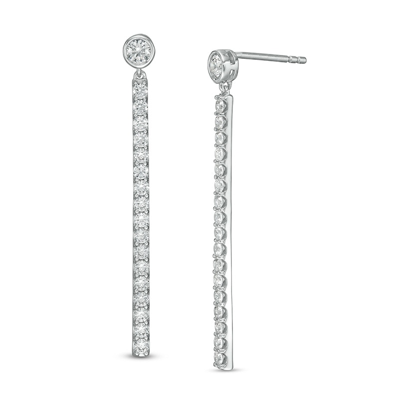 Main Image 1 of Previously Owned - 1 CT. T.W. Lab-Grown Diamond Stick Drop Earrings in 14K White Gold (F/SI2)