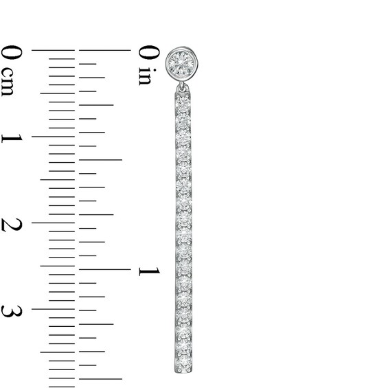 Previously Owned - 1 CT. T.w. Lab-Grown Diamond Stick Drop Earrings in 14K White Gold (F/Si2)