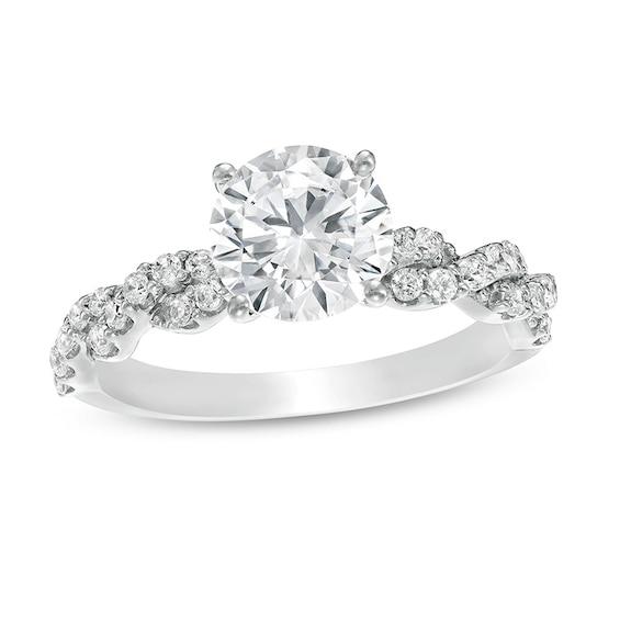 Previously Owned - 2-1/5 CT. T.w. Lab-Grown Diamond Twist Shank Engagement Ring in 14K White Gold (F/Vs2)
