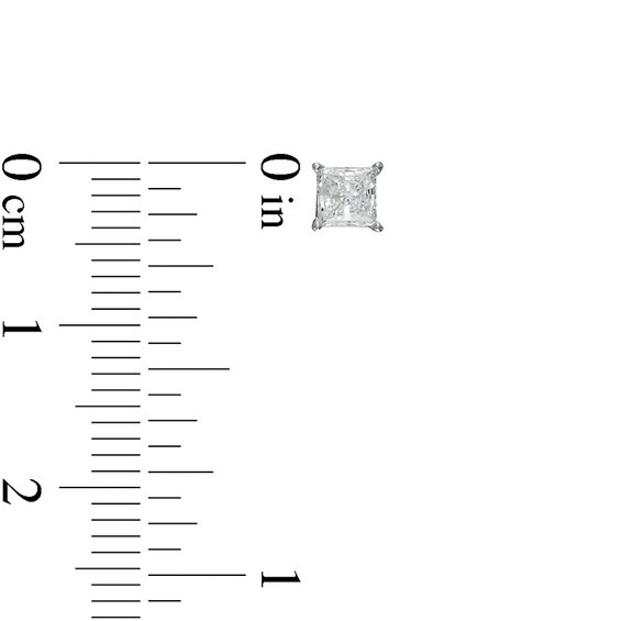 Previously Owned - 1/2 CT. T.w. Princess-Cut Lab-Grown Diamond Solitaire Stud Earrings in 14K White Gold (F/Si2)