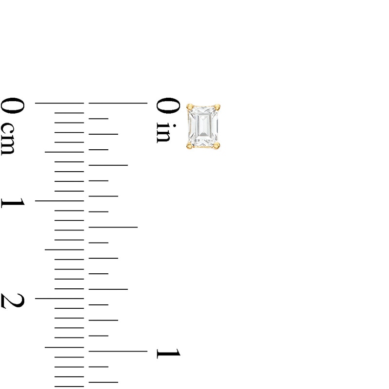 Main Image 3 of Previously Owned - 1/2 CT. T.W. Emerald-Cut Lab-Grown Diamond Solitaire Stud Earrings in 14K Gold (F/SI2)