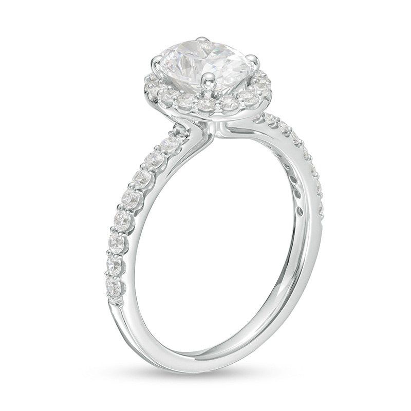 Main Image 3 of Previously Owned - 1-1/2 CT. T.W. Oval Lab-Grown Diamond Frame Engagement Ring in 14K White Gold (F/VS2)