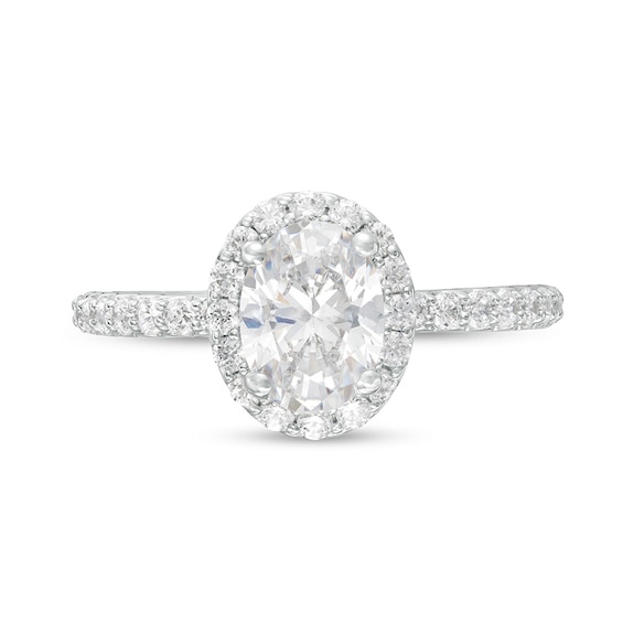 Previously Owned - 1-1/2 CT. T.w. Oval Lab-Grown Diamond Frame Engagement Ring in 14K White Gold (F/Vs2)