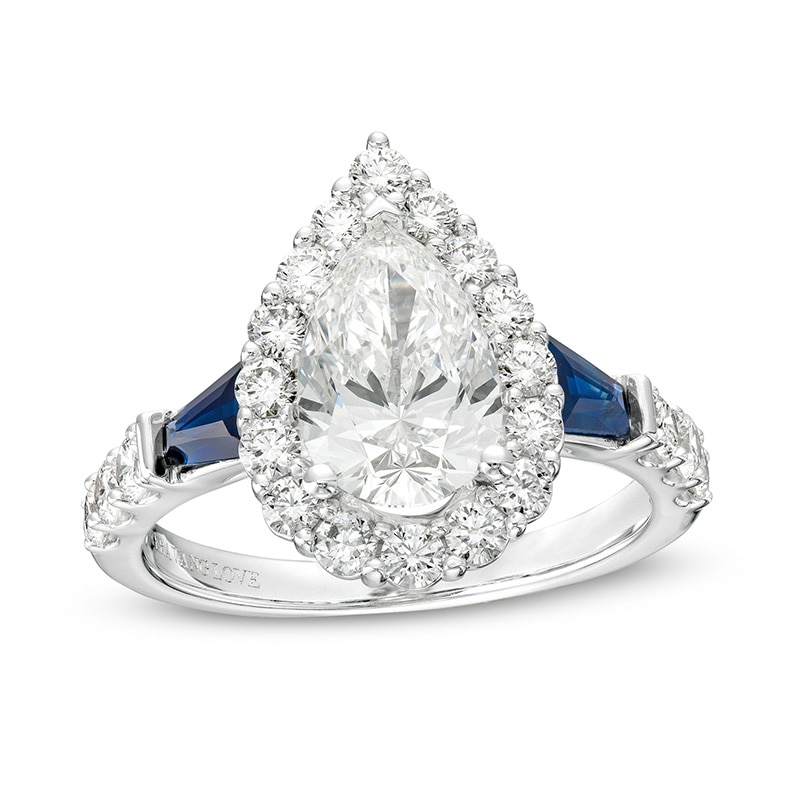Main Image 1 of Previously Owned - Vera Wang Love Collection 2-1/6 CT. T.W. Pear Lab-Grown Diamond Engagement Ring in 14K White Gold