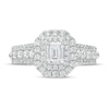 Thumbnail Image 4 of Previously Owned - 1-1/2 CT. T.W. Emerald-Cut Lab-Grown Diamond Double Frame Engagement Ring in 14K White Gold (F/VS2)