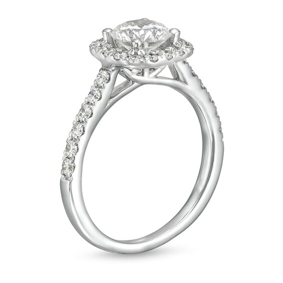 Previously Owned - 1-1/2 CT. T.w. Lab-Grown Diamond Cushion Frame Engagement Ring in 10K White Gold (F/Si2)