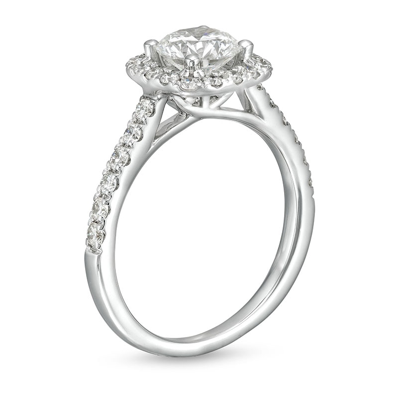 Main Image 3 of Previously Owned - 1-1/2 CT. T.W. Lab-Grown Diamond Cushion Frame Engagement Ring in 10K White Gold (F/SI2)