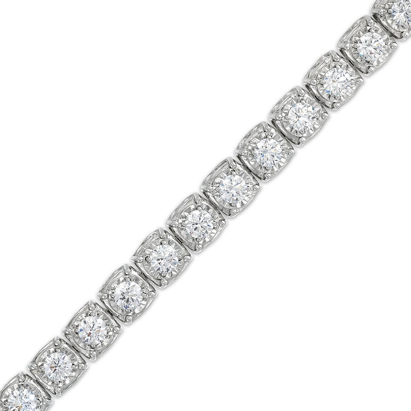 Main Image 1 of Previously Owned - 10 CT. T.W. Lab-Grown Diamond Cushion Tennis-Style Bracelet in 10K White Gold (I/I1)