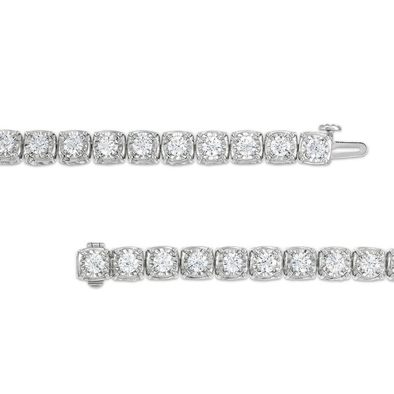 Previously Owned - 10 CT. T.w. Lab-Grown Diamond Cushion Tennis-Style Bracelet in 10K White Gold (I/I1)