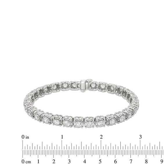 Previously Owned - 10 CT. T.w. Lab-Grown Diamond Cushion Tennis-Style Bracelet in 10K White Gold (I/I1)
