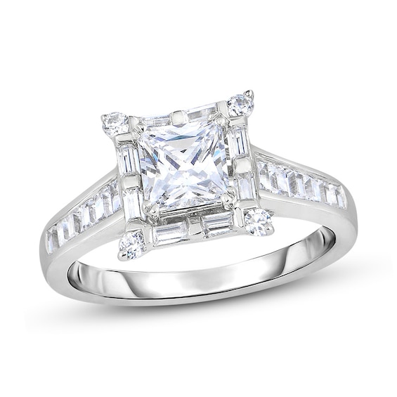 Previously Owned - 1-7/8 CT. T.w. Princess-Cut Diamond Frame Engagement Ring in 14K White Gold