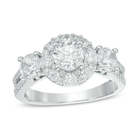 Previously Owned - Love's Destiny by Peoples 2 CT. T.w. Diamond Three Stone Engagement Ring in 14K White Gold (I/I1)