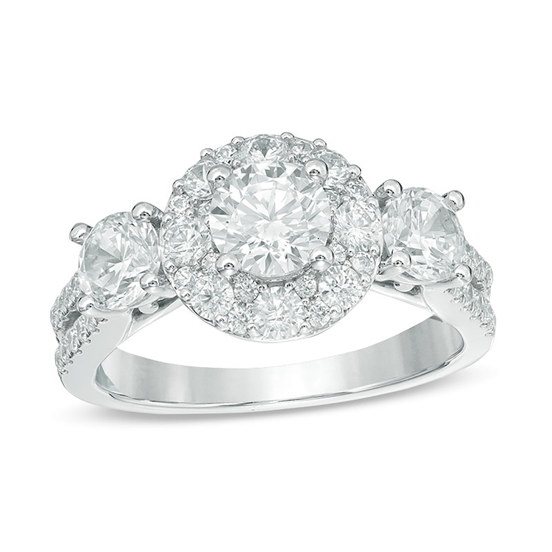 Main Image 1 of Previously Owned - Love's Destiny by Peoples 2 CT. T.W.  Diamond Three Stone Engagement Ring in 14K White Gold (I/I1)