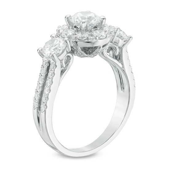 Previously Owned - Love's Destiny by Peoples 2 CT. T.w. Diamond Three Stone Engagement Ring in 14K White Gold (I/I1)