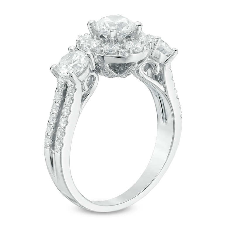 Main Image 2 of Previously Owned - Love's Destiny by Peoples 2 CT. T.W.  Diamond Three Stone Engagement Ring in 14K White Gold (I/I1)