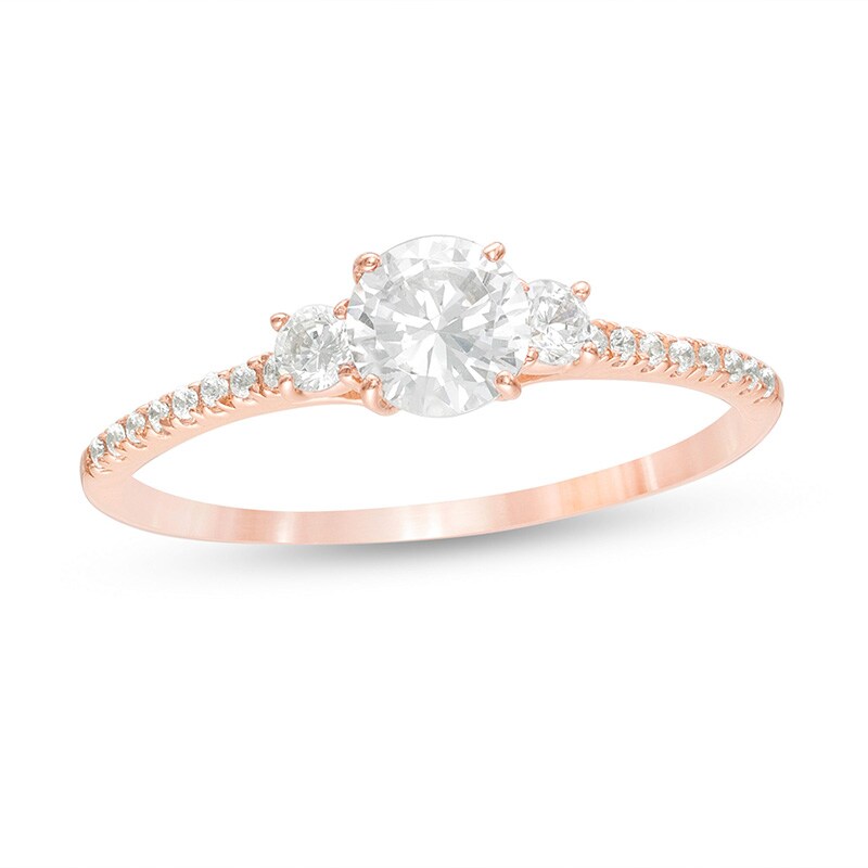 Main Image 1 of Previously Owned - 3/4 CT. T.W. Diamond Three Stone Engagement Ring in 14K Rose Gold