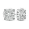 Thumbnail Image 1 of Previously Owned - 1/2 CT. T.W. Multi-Diamond Diamond Cushion Frame Stud Earrings in 10K White Gold