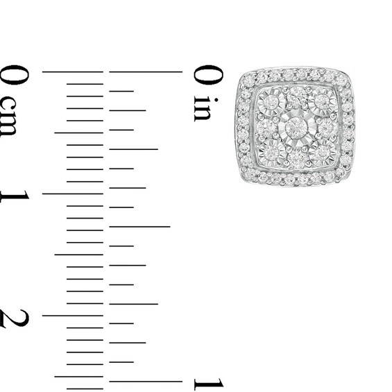 Previously Owned - 1/2 CT. T.w. Multi-Diamond Diamond Cushion Frame Stud Earrings in 10K White Gold