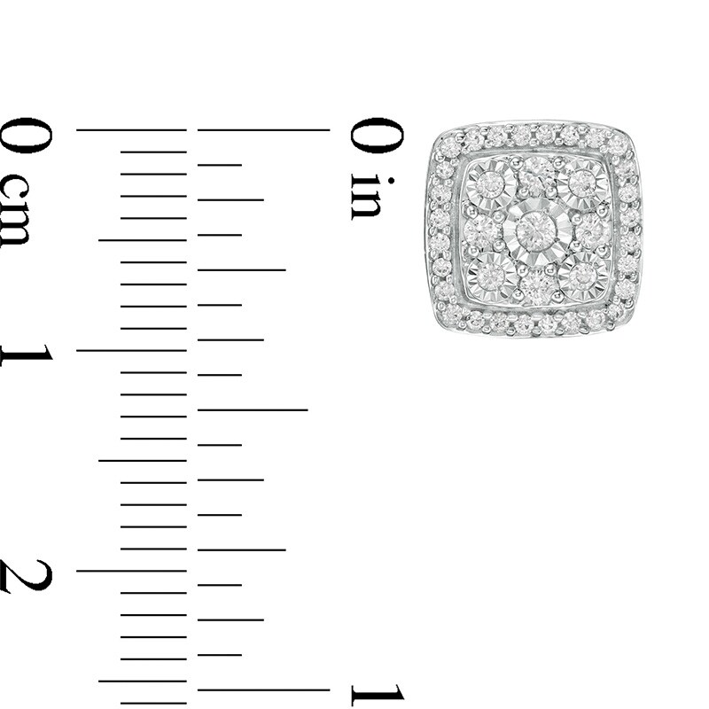 Main Image 2 of Previously Owned - 1/2 CT. T.W. Multi-Diamond Diamond Cushion Frame Stud Earrings in 10K White Gold