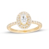 Thumbnail Image 1 of Previously Owned - Vera Wang Love Collection 1 CT. T.W. Oval Diamond Double Frame Engagement Ring in 14K Gold