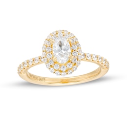 Previously Owned - Vera Wang Love Collection 1 CT. T.W. Oval Diamond Double Frame Engagement Ring in 14K Gold