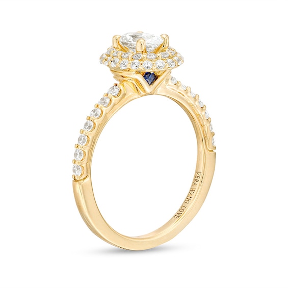 Previously Owned - Vera Wang Love Collection 1 CT. T.w. Oval Diamond Double Frame Engagement Ring in 14K Gold