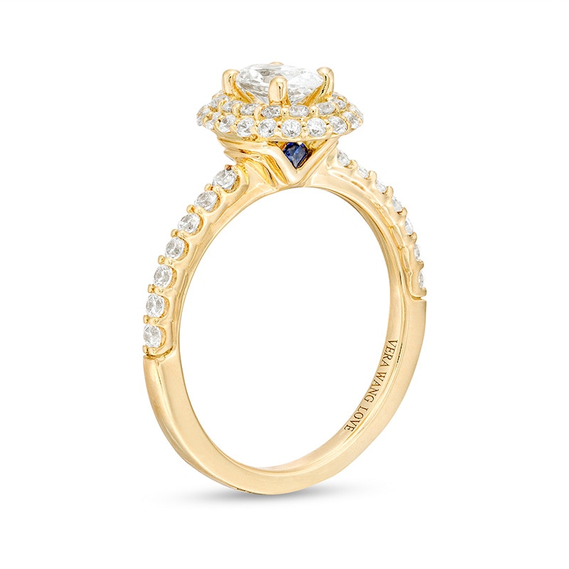Main Image 2 of Previously Owned - Vera Wang Love Collection 1 CT. T.W. Oval Diamond Double Frame Engagement Ring in 14K Gold