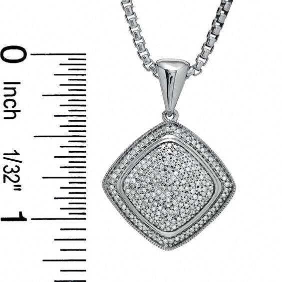 Previously Owned - 1/2 CT. T.w. Diamond Pavé Square Pendant in Sterling Silver