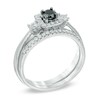 Thumbnail Image 2 of Previously Owned - 1/2 CT. T.W.  Black and White Diamond Three Stone Bridal Set in 10K White Gold