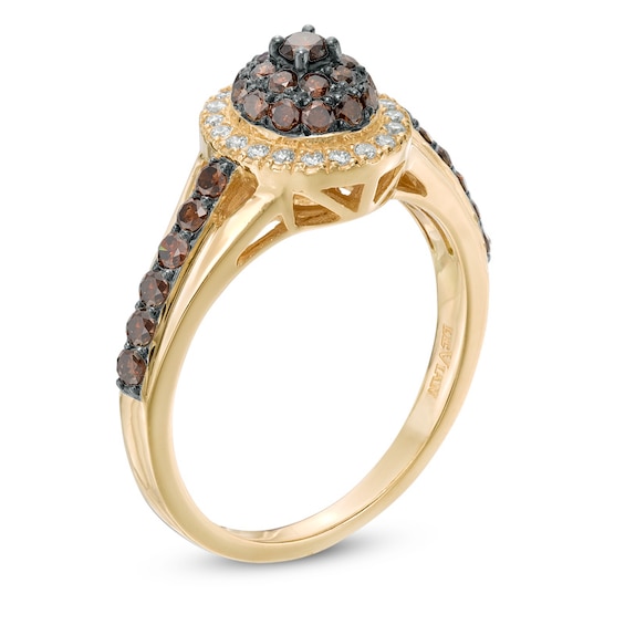 Previously Owned - Le Vian Chocolate DiamondsÂ® 3/4 CT. T.w. Diamond Oval Cluster Frame Ring in 14K Honey Goldâ¢