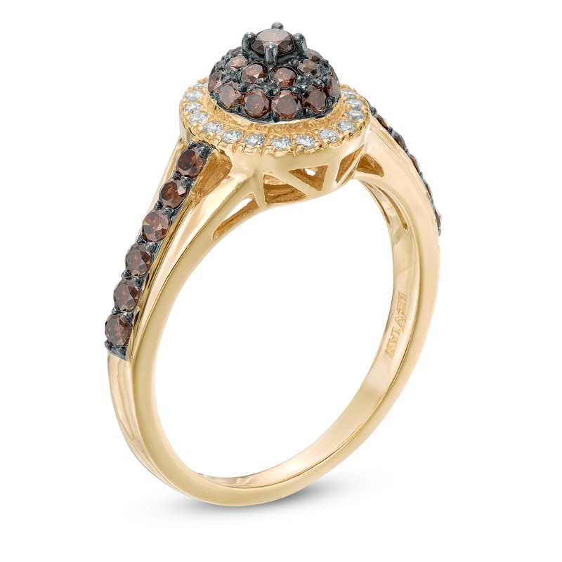 Main Image 2 of Previously Owned - Le Vian Chocolate Diamonds® 3/4 CT. T.W. Diamond Oval Cluster Frame Ring in 14K Honey Gold™