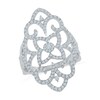 Thumbnail Image 1 of Previously Owned - 3/4 CT. T.W. Diamond Vintage-Style Scroll Ring in 10K White Gold
