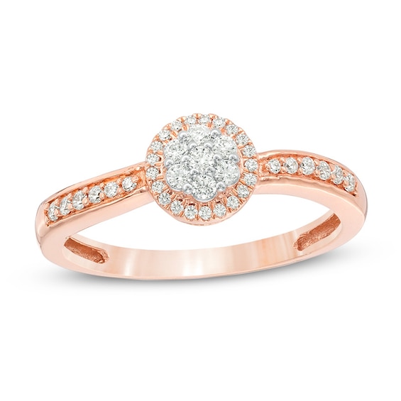 Previously Owned - 1/4 CT. T.w. Multi-Diamond Diamond Frame Promise Ring in 10K Rose Gold