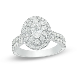 Previously Owned - Love's Destiny by Peoples 1-1/2 CT. T.W. Oval Diamond Frame Engagement Ring in 14K Two-Tone Gold
