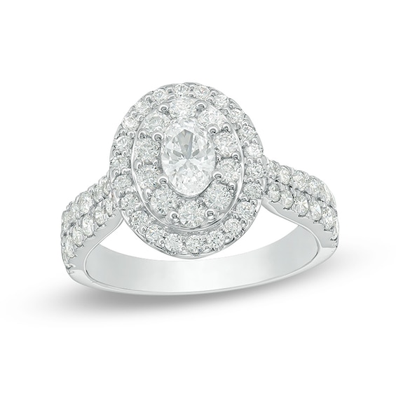 Previously Owned - Love's Destiny by Peoples 1-1/2 CT. T.w. Oval Diamond Frame Engagement Ring in 14K Two-Tone Gold